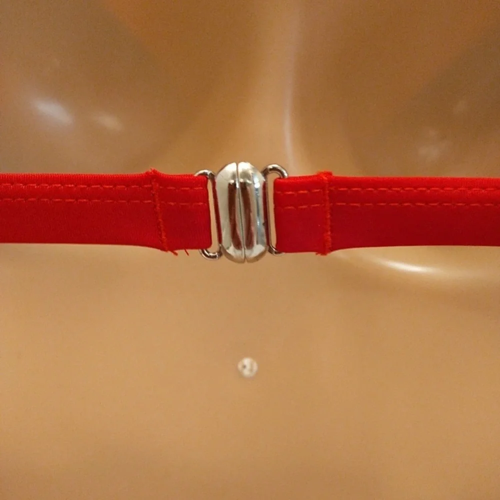 SHEIN Vibrant Red Ruffle Bikini Top